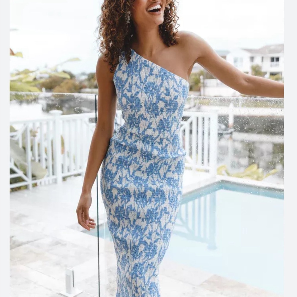 Petal & Pup Renee One Shoulder Midi Dress